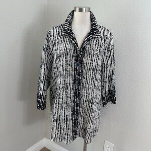Habitat Womens XL Black White Button Up Shirt Jacket‎ Lagenlook